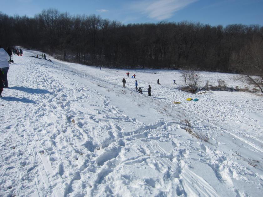 Snow Sledding at Hickory Hill Park, Iowa City